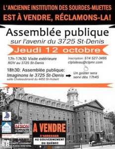 Assemblée publique: Avenir du 3725 St-Denis