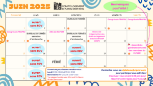 Calendrier du mois de juin 2025 Calendrier du mois de juin 2025