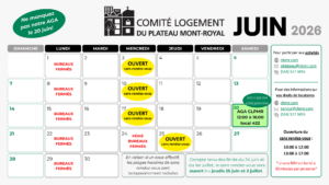 Calendrier du mois de juin 2026