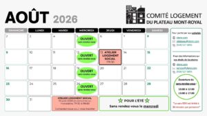 Calendrier du mois d&rsquo;août 2026