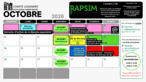 Calendrier du mois d&rsquo;octobre 2026